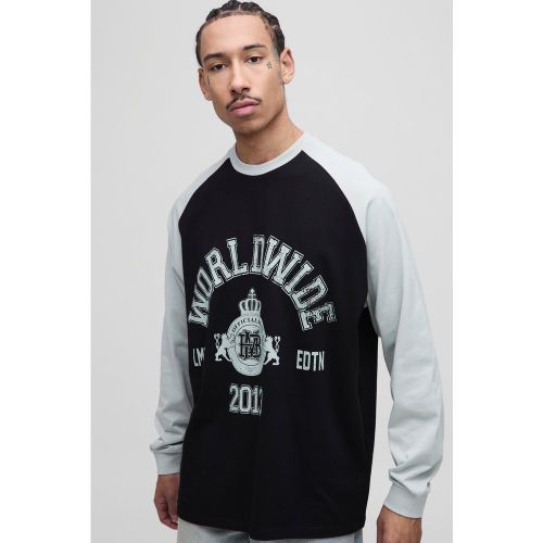 T-shirt oversize imprimé à manches raglan - S - Boohooman - Modalova
