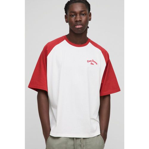 T-shirt oversize à manches raglan contrastantes - S - Boohooman - Modalova