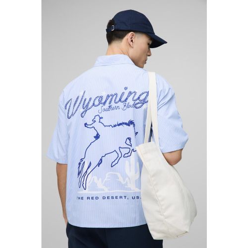 Chemise oversize rayée à slogan - S - Boohooman - Modalova