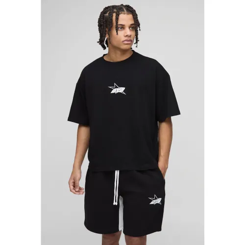 Ensemble oversize avec t-shirt oversize et short - S - Boohooman - Modalova