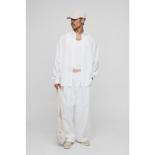 Ensemble oversize mélangé avec chemise et pantalon baggy - S - Boohooman - Modalova