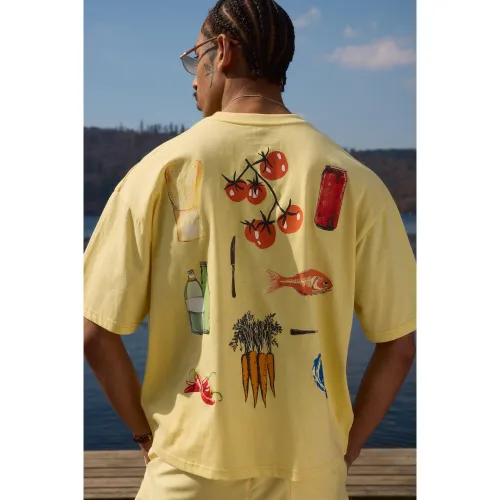 T-shirt oversize à imprimé nourriture - S - Boohooman - Modalova