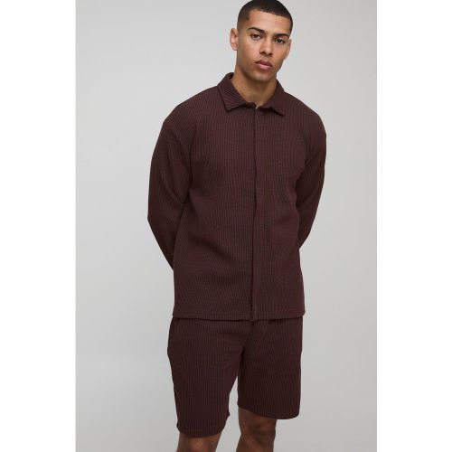 Ensemble oversize en jersey côtelé avec short - S - Boohooman - Modalova