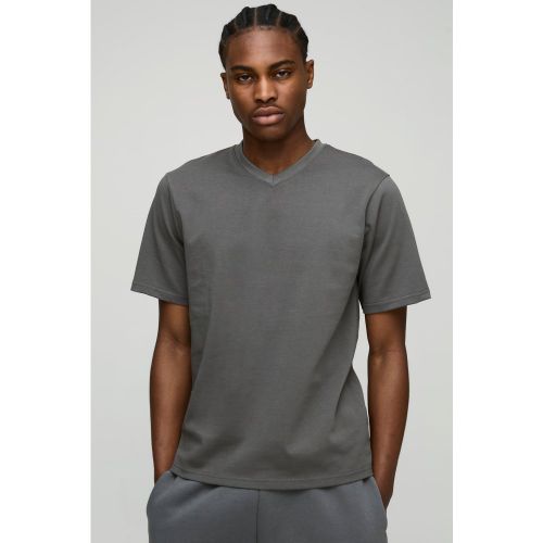 T-shirt épais à col V - S - Boohooman - Modalova
