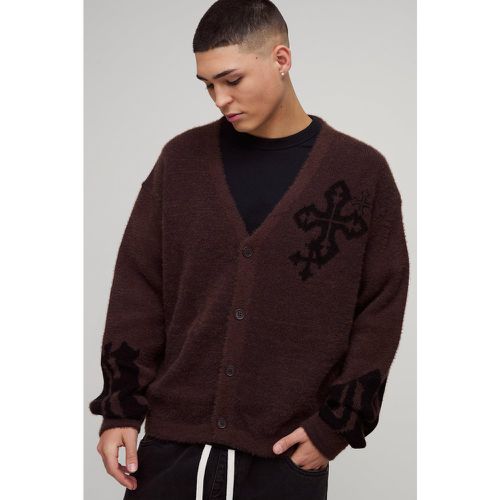 Cardigan oversize croisé en maille - S - Boohooman - Modalova