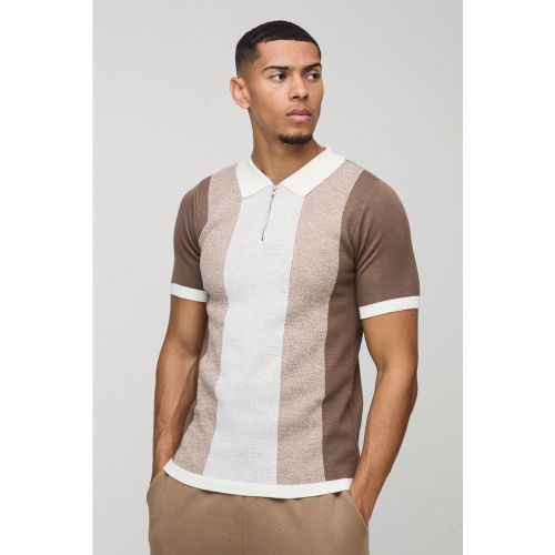 Polo zippé effet color block à manches courtes - M - Boohooman - Modalova