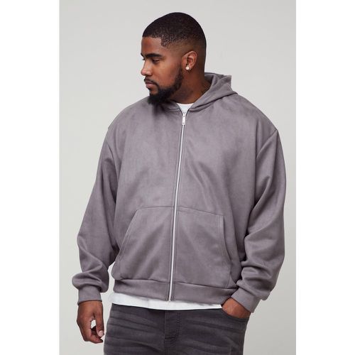 Grande taille - Sweat à capuche oversize zippé en faux daim homme - XXXL - Boohooman - Modalova