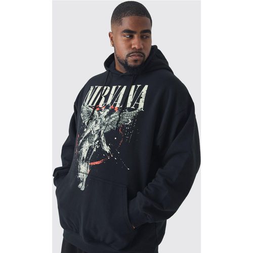 Grande taille - Sweat à capuche oversize à imprimé Nirvana homme - XXXXL - Boohooman - Modalova