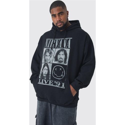 Grande taille - Sweat à capuche oversize à imprimé Nirvana homme - XXXXL - Boohooman - Modalova