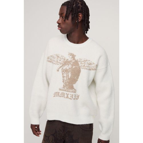 Pull oversize imprimé en maille - L - Boohooman - Modalova