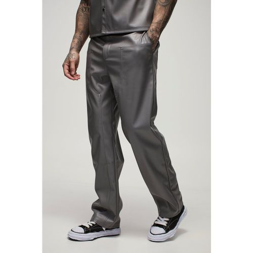 Tall - Pantalon large à taille fixe et empiècements synthétiques - 30 - Boohooman - Modalova