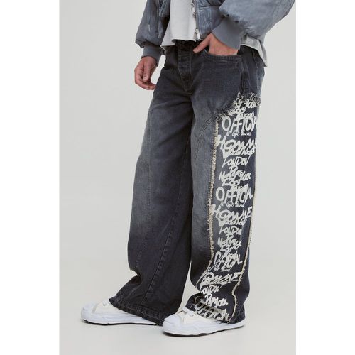 Jean baggy en denim imprimé - 28R - Boohooman - Modalova