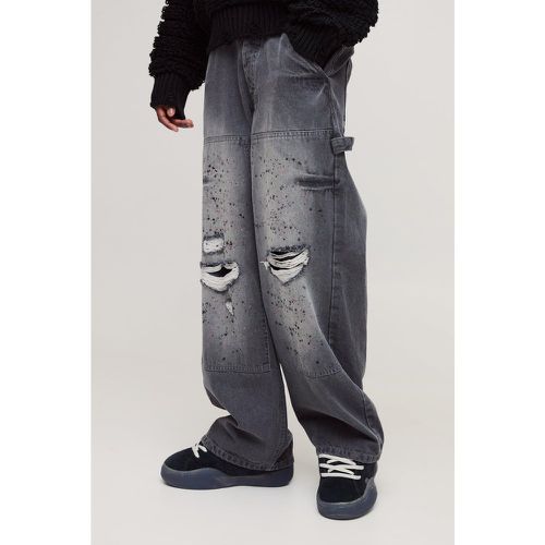 Jean charpentier baggy à taches de peinture - 28R - Boohooman - Modalova