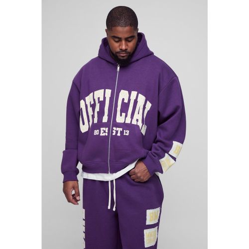 Grande taille - Sweat à capuche oversize zippé à écussons - XXXXXL - Boohooman - Modalova