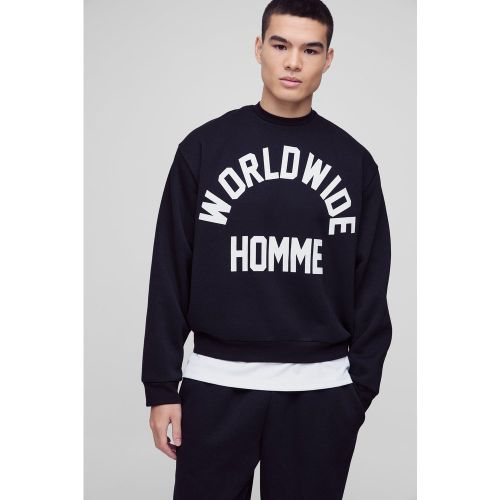 Sweat oversize à imprimé Worldwide homme - S - Boohooman - Modalova