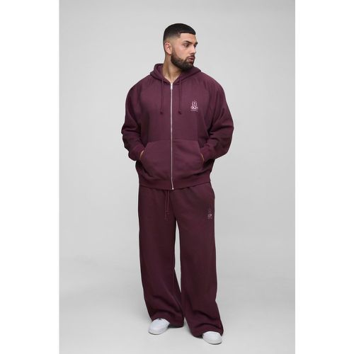 Grande taille - Sweat à capuche oversize délavé à broderies raglan - XXXL - Boohooman - Modalova