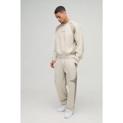 Ensemble oversize color block à broderie - S - Boohooman - Modalova