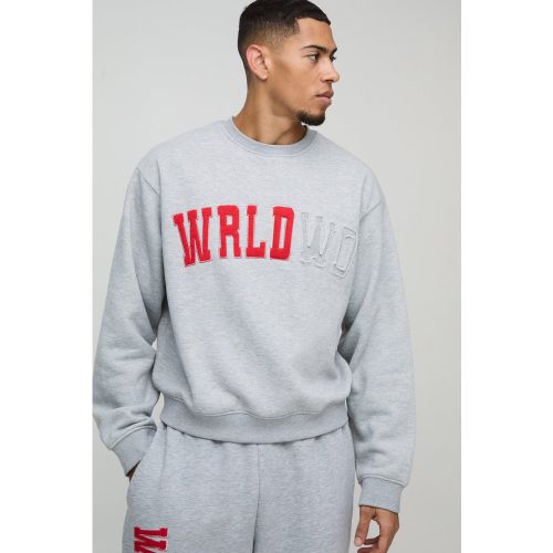 Sweat oversize déchiré à imprimé Worldwide - S - Boohooman - Modalova