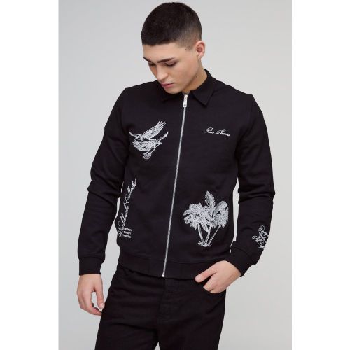 Veste Harrington habillée à broderie homme - S - Boohooman - Modalova