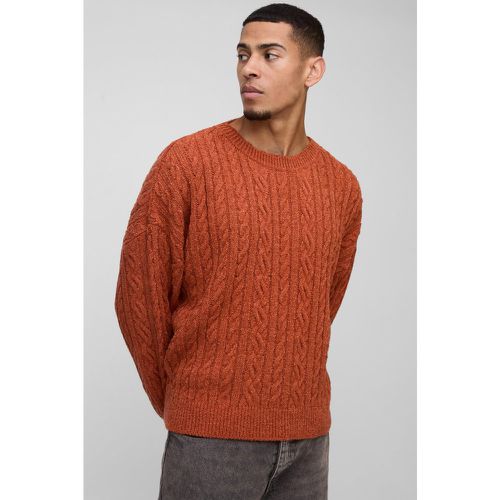 Pull oversize à col ras-du-cou en maille brossée - S - Boohooman - Modalova