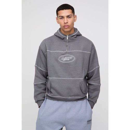Sweat à capuche oversize à coutures contrastantes - S - Boohooman - Modalova