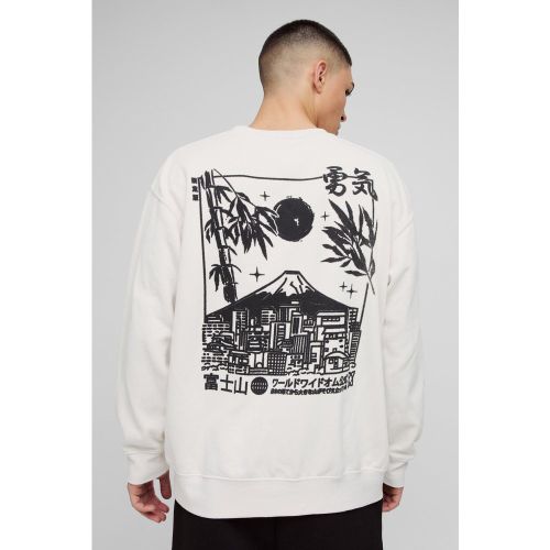 Sweat oversize délavé à imprimé volcan - S - Boohooman - Modalova