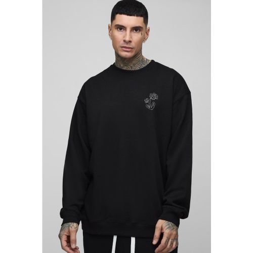 Tall - Sweat brodé fleuri - M - Boohooman - Modalova