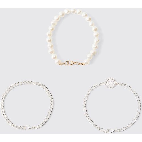 Lot de 3 bracelets en perle - ONE SIZE - Boohooman - Modalova