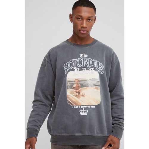 Sweat oversize délavé imprimé Biggie - S - Boohooman - Modalova