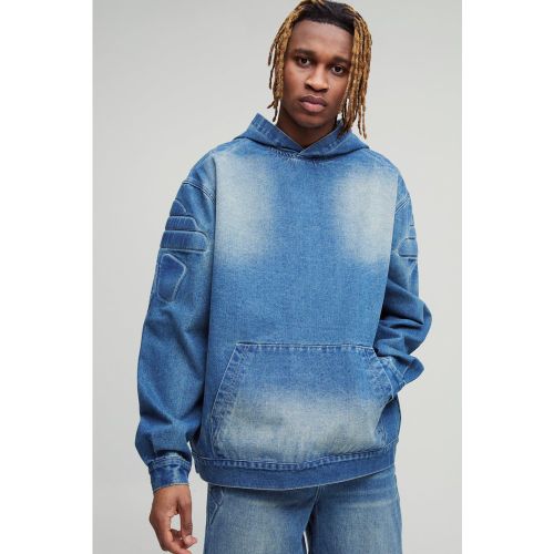 Grande taille - Sweat à capuche en jean à slogan Biker homme - S - Boohooman - Modalova