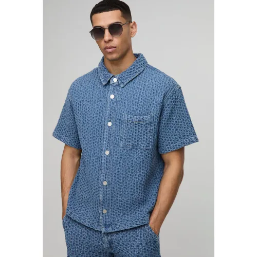 Chemise oversize en jean texturé - S - Boohooman - Modalova