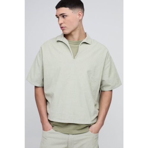 Polo oversize délavé en velours côtelé - S - Boohooman - Modalova