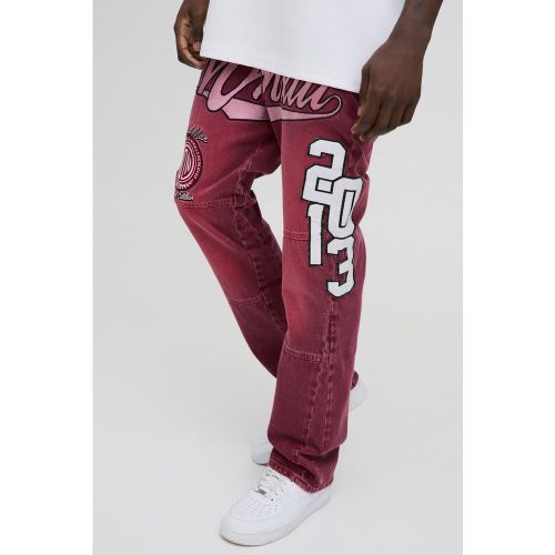 Jean flare délavé à écusson - 28R - Boohooman - Modalova