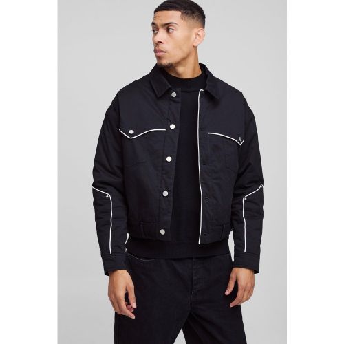 Veste oversize en nylon à surpiqûres contrastantes homme - S - Boohooman - Modalova