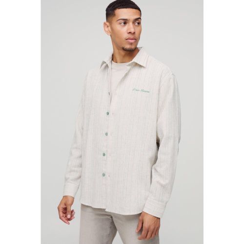 Chemise oversize en lin à broderie - S - Boohooman - Modalova