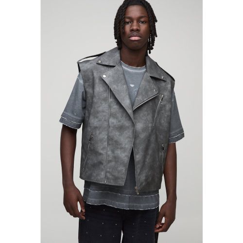 Veste biker sans manches en synthétique - S - Boohooman - Modalova