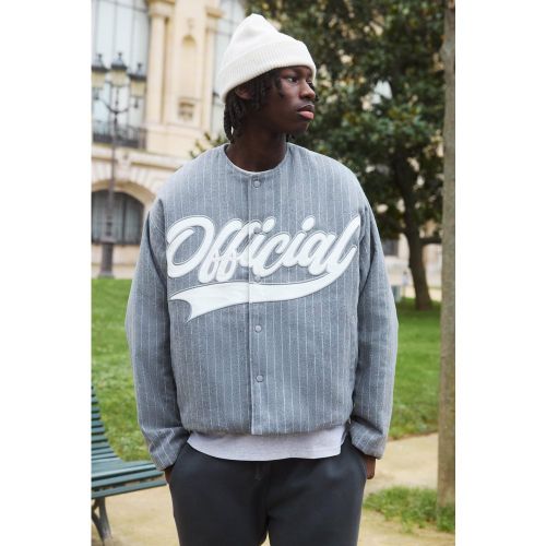 Veste universitaire oversize à rayures et sans col - S - Boohooman - Modalova