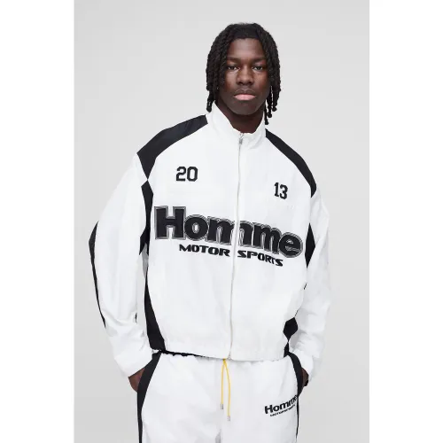 Veste de survêtement color block à col montant en nylon - S - Boohooman - Modalova
