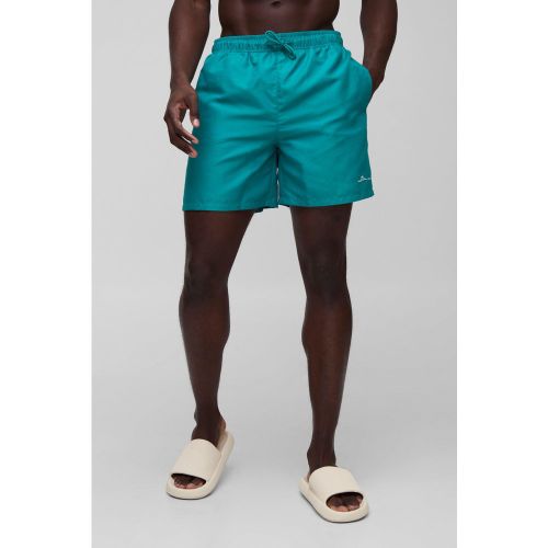 Short de bain mi-long à broderie - S - Boohooman - Modalova
