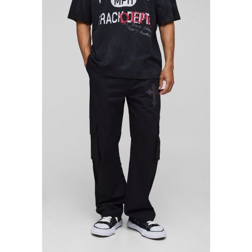 Pantalon cargo large à écussons - S - Boohooman - Modalova