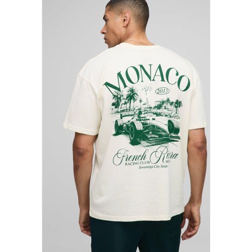 T-shirt oversize écru à imprimé Monaco - S - Boohooman - Modalova