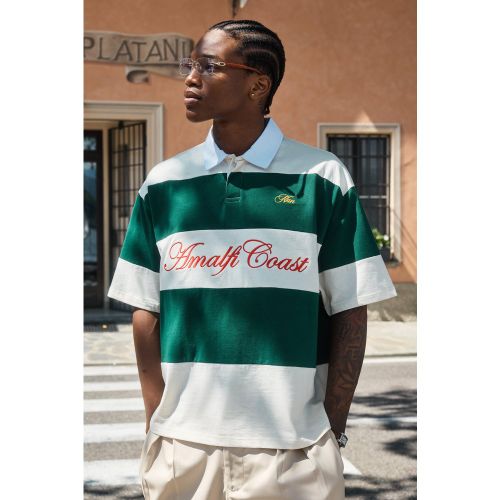 Polo de rugby oversize à rayures homme - S - Boohooman - Modalova