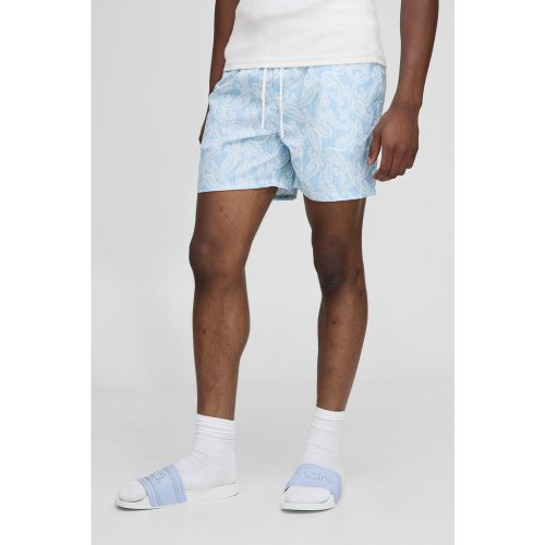 Short de bain mi-long à rayures et imprimé cachemire - S - Boohooman - Modalova