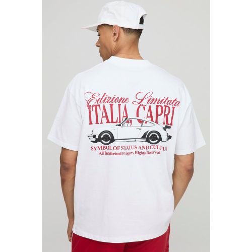 T-shirt oversize à col montant et imprimé moto - S - Boohooman - Modalova