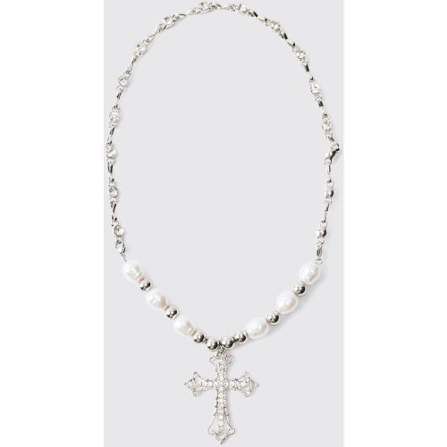 Collier perlé à croix - ONE SIZE - Boohooman - Modalova