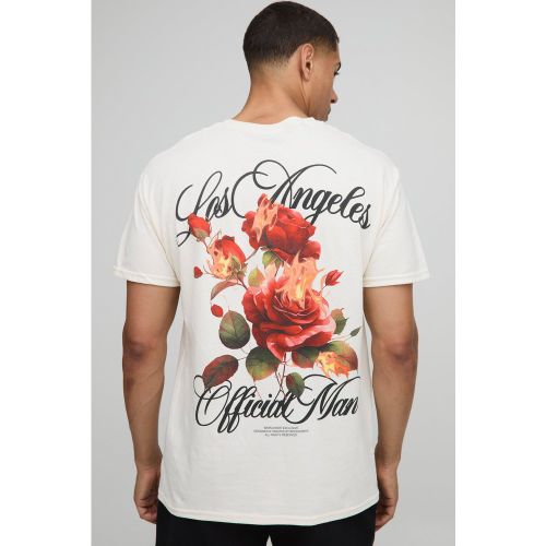 T-shirt oversize imprimé à col montant et slogan Los Angeles - S - Boohooman - Modalova