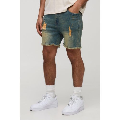 Short en jean déchiré à bords bruts - 28 - Boohooman - Modalova