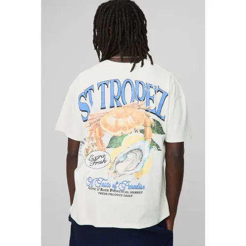 T-shirt oversize délavé imprimé citron - L - Boohooman - Modalova