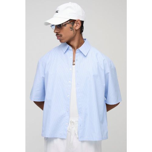 Chemise oversize rayée à manches 3/4 - S - Boohooman - Modalova