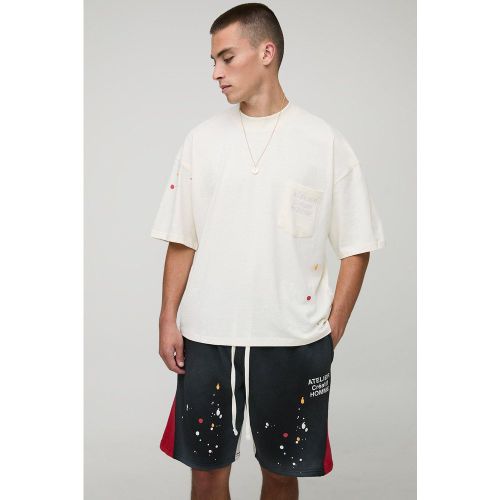 Ensemble oversize délavé à taches de peinture homme - S - Boohooman - Modalova